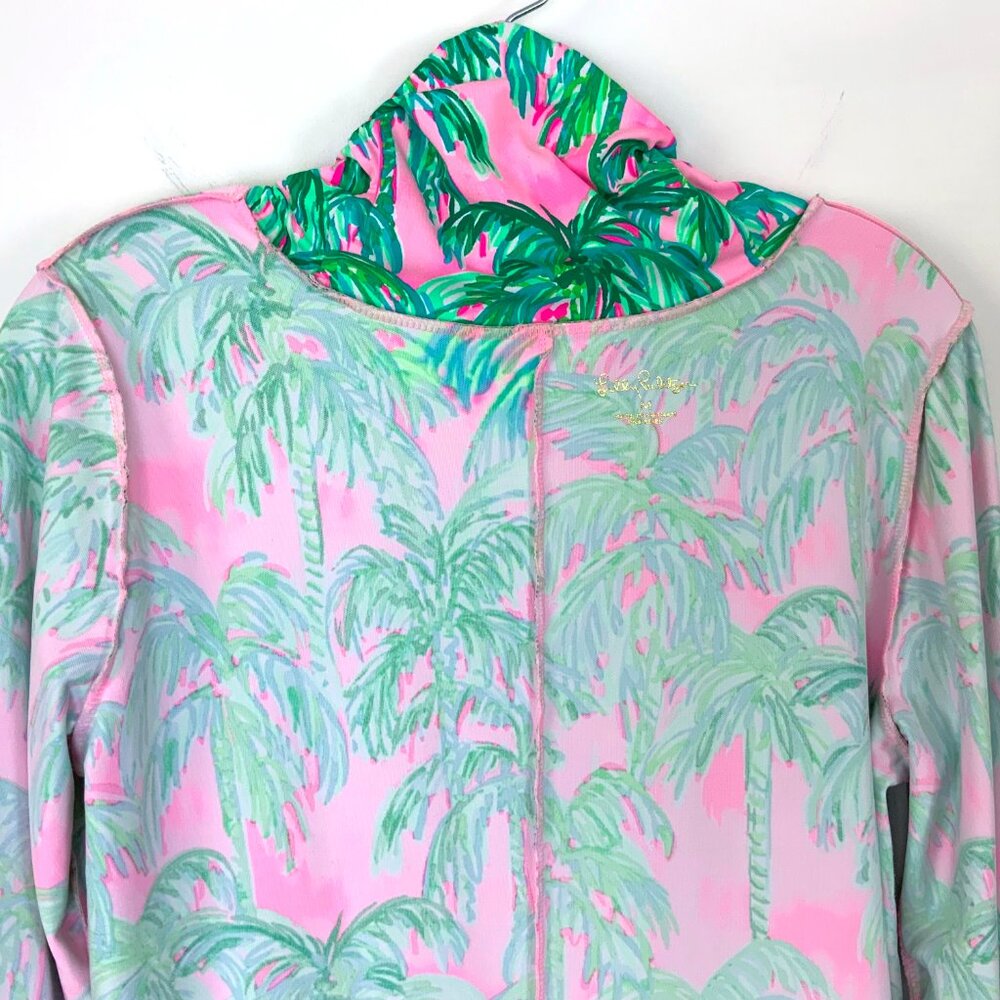 New Lilly Pulitzer Lilshield Palm Tree UPF 50+ Cowlneck Top Sz M - Picture 11 of 16